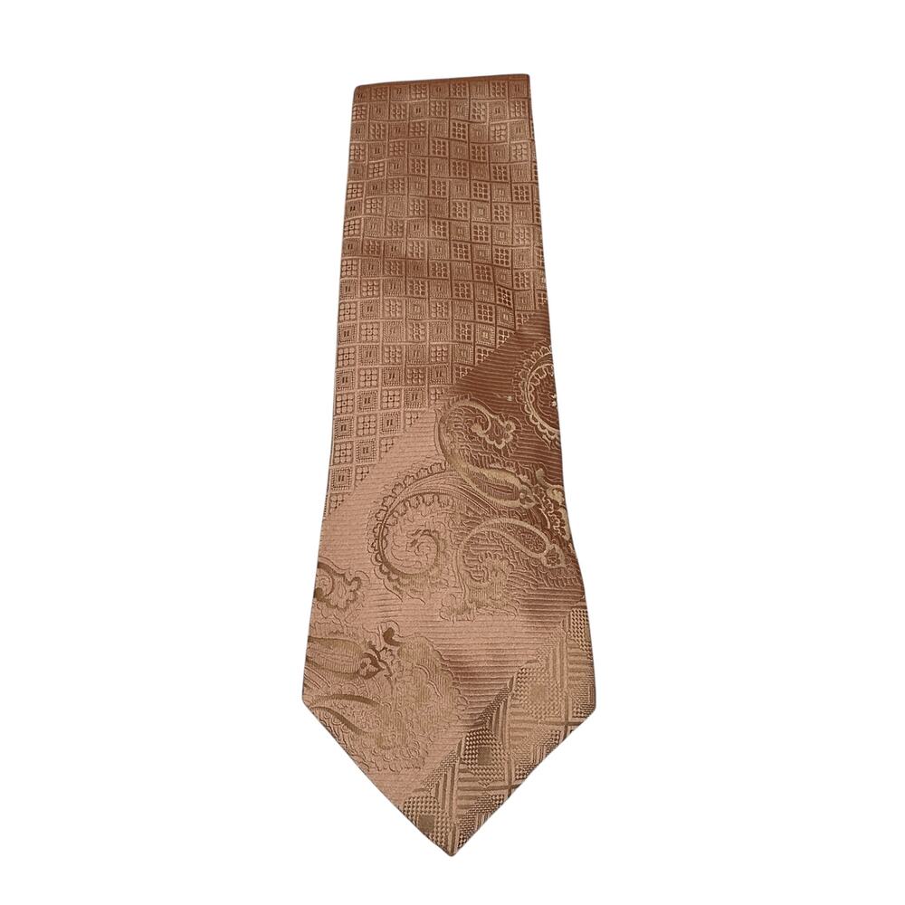 Vintage Mens Tie Bronze Textured Formal Suit Professional Corporate Necktie